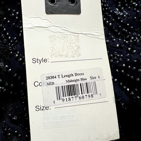 Mac Duggal Women's Beaded Tulle Tea-Length midi Dress 20304 size 6 D1 - Picture 8 of 9